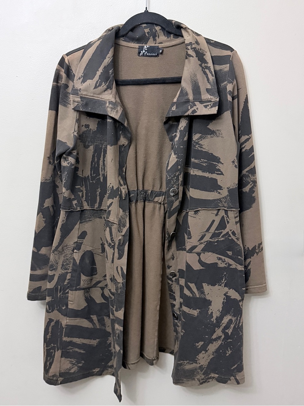 Fenini Abstract Paint Brushstroke Cotton Cardigan Jacket / Coat Sz S